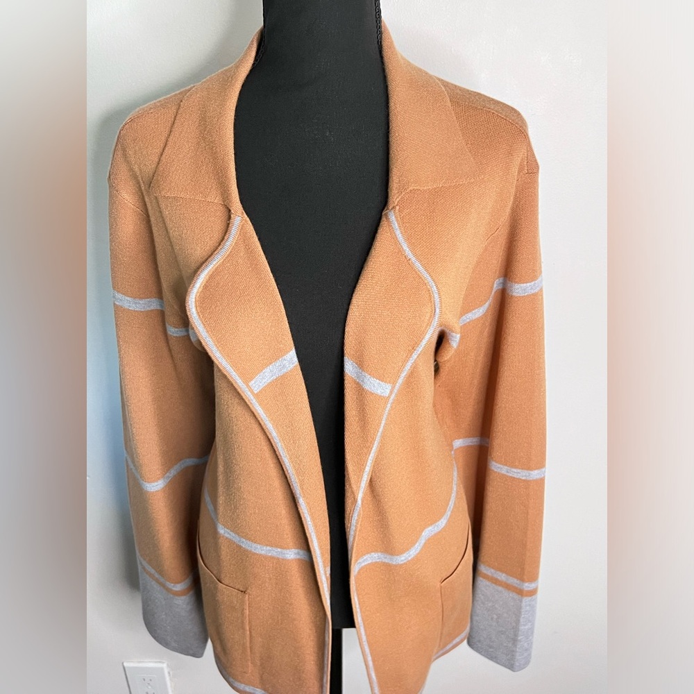 NEW By Design Women's Tan and Gray Open Front Cardigan XL